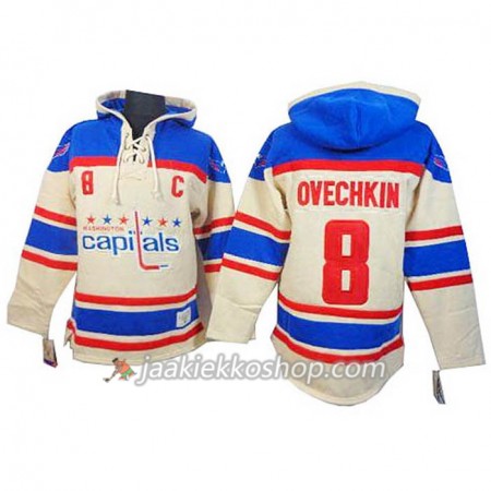 Miehille NHL Washington Capitals Alex Ovechkin 8 Cream Sawyer Hooded Sweatshirt